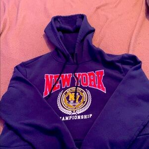 Blue New York Graphic Hoodie Sweatshirt
